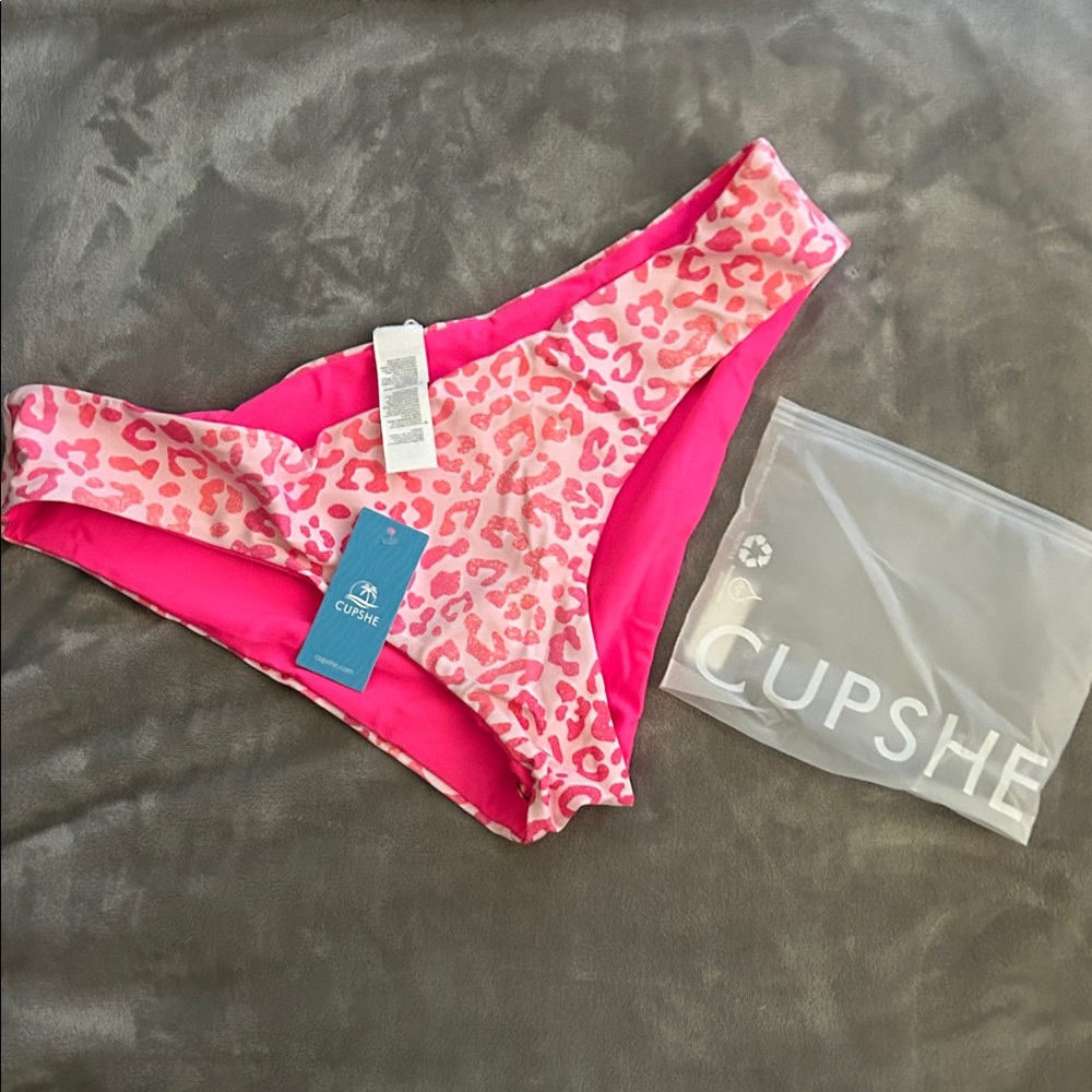 Cupshe Vibrant Pink Leopard Bikini Bottom